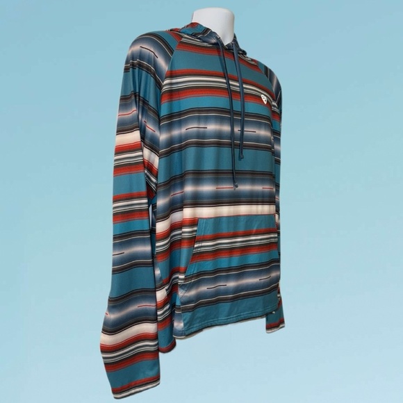 Rock & Roll Denim Multi Colored Turquoise Lightweight Hoodie Men’s Size - XL - Picture 6 of 13